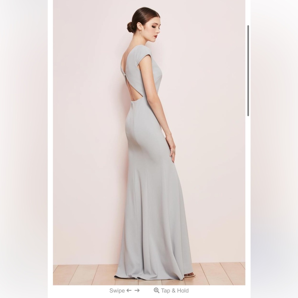 Watters Navy Open-Back Maxi Gown